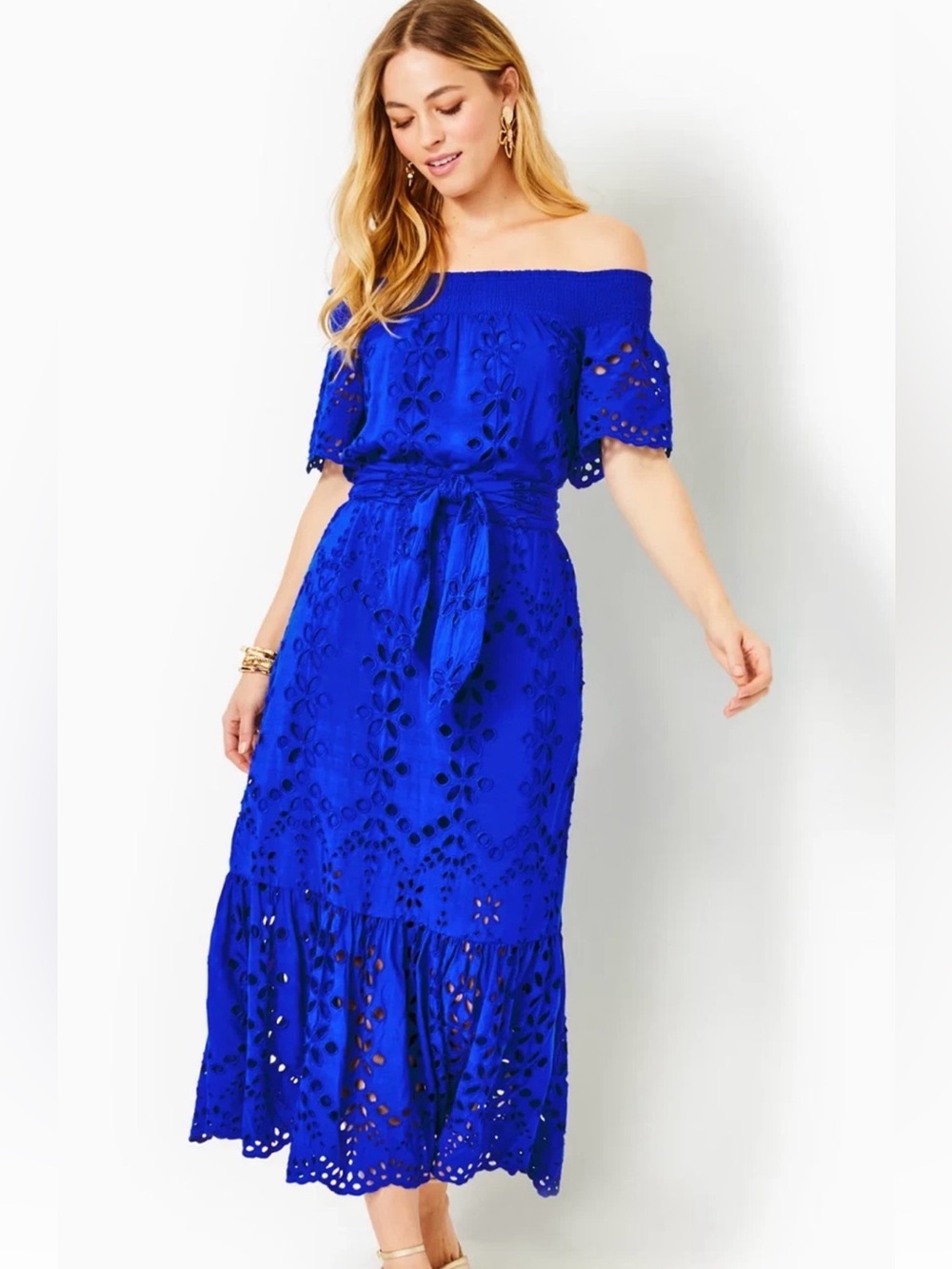 Lilly Pulitzer Women's Isbell Off-The-Shoulder Eyelet Midi-Dress
